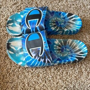 Champion Blue Tie-Dye Slide Sandals